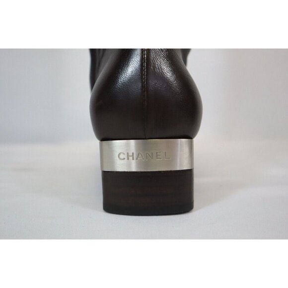 Chanel Brown Leather Mid-Calf Boots - Picture 6 of 7